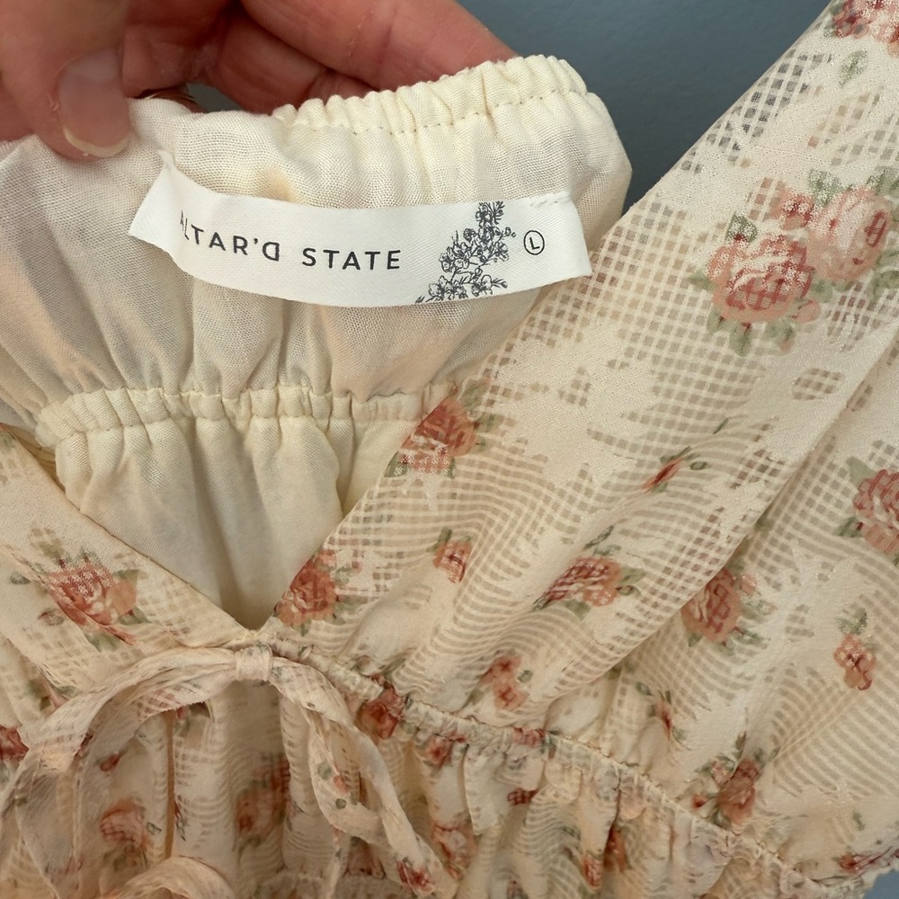 Altar'd State Romantic Ruffled Cream Floral Maxi - Picture 8 of 10